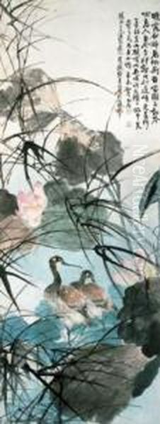 Birds In A Lotus Pond - view 1