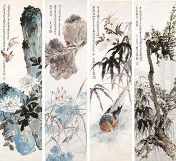 A Set Of Four Hanging Scrolls - view 1