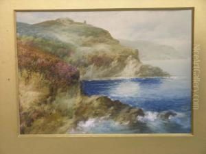 Unframed Watercolour Duty Point,
 W. Lynton, Signed,10 X 14in. A G. Bate Watercolour Of A Lighthouse
