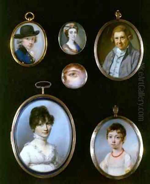 Portrait miniatures from LtoR and TtoB Sir Thomas Terney Unknown Woman William Alton Portrait of an Eye Unknown Woman Unknown girl by JCD Engleheart - view 1
