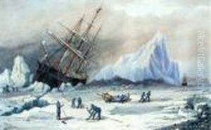 Nipped Between Icebergs by Alfred Sharpe