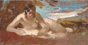 A nude reclining in a landscape by William Etty