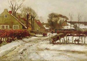 A village in winter by Willem Hendrik Eickelberg