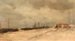 Boats on the beach by Willem Hendrik Eickelberg