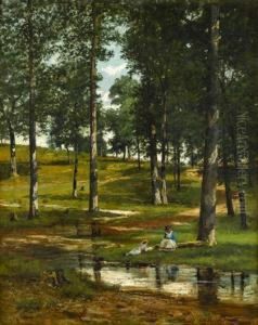Park Scene With Ladies Reading