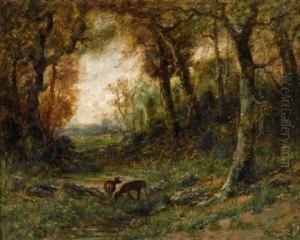 Forest Interior With Deer by Christopher H. Shearer