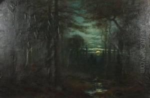 "moonlight Near Tuckerton",
Nocturnal Landscape, Oil On Canvas Mounted To Masonite, 36" X 54", Slr
"c.h. Shearer 1911". Artist: American, 1840-1926. Shipping: Cfq by Christopher H. Shearer