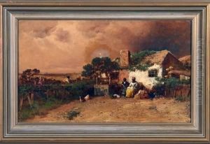 Barnyard Scene With African American Family by Christopher H. Shearer