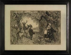 Girls In A Forest With Deer by Christopher H. Shearer