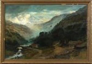 Mountainous Landscape With River by Christopher H. Shearer