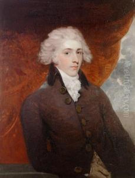 Portrait Of John Pitt, 2nd Earl
Of Chatham (1756-1835), Half-length, In A Black Coat And A White
Chemise, Seated Before A Red Curtain - view 1