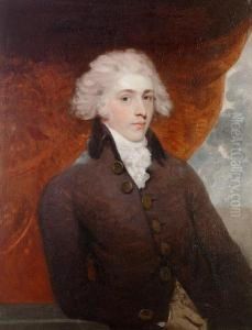 Portrait Of John Pitt, 2nd Earl
Of Chatham (1756-1835), Half-length, In A Black Coat And A White
Chemise, Seated Before A Red Curtain by Martin Archer Shee