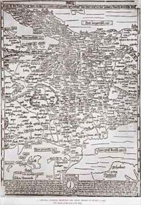 Map of central Europe showing the chief roads to Rome by Erhard Etzlaub