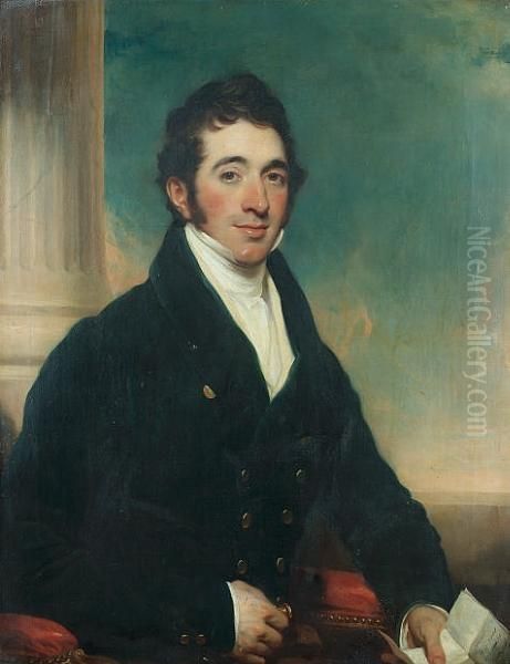 Portrait Of John Fairlie, Seated
Half-length, In A Dark Blue Coat And Holding A Letter, Before A Column - view 1