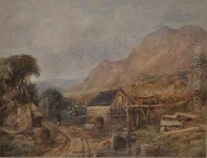 Figure Passing A Cottage by George Sheffield