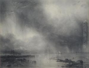 Extensive Coastal Landscape With Nets Drying