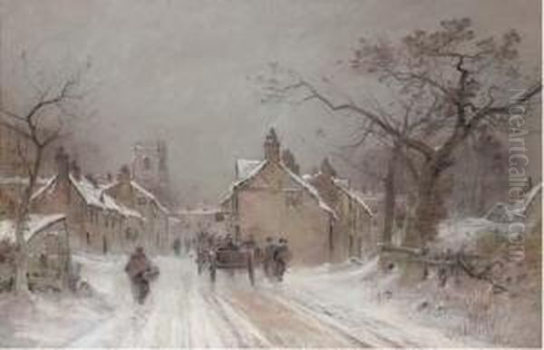 Wintertime, The Entrance To A Village - view 1
