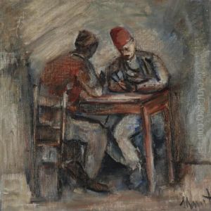 Men Playing Cards by Menachem Schmidt Shemi