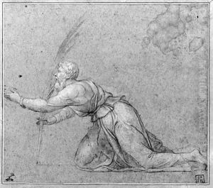 A kneeling matyr saint gesturing to the left by Charles (the Elder) Erard or Errard