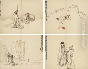 Flowers, Birds And Figures by Huang Shen