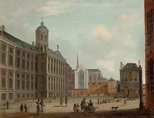 The Dam, Amsterdam, with the Town Hall and the Waag