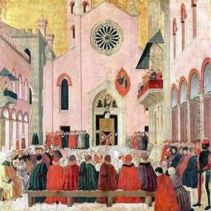 St Vincent Ferrer Preaching in front of the Church of Sant Eufemia in Verona by Bartolomeo degli Erri