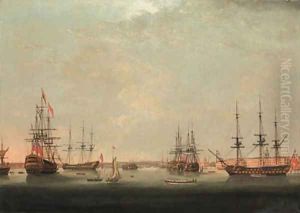 A Squadron of the Red in Portsmouth Harbour by Thomas Elliot
