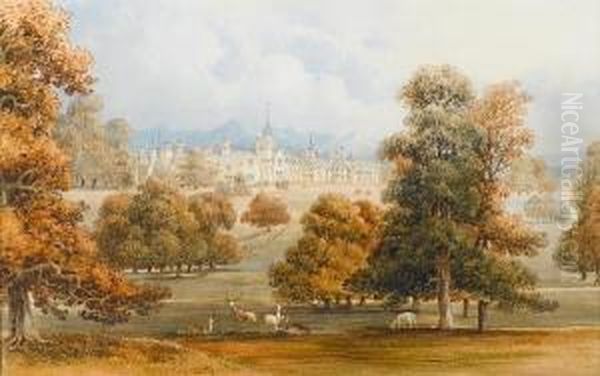 A Welsh Country House And Grounds With A Deerpark In The Foreground - view 1