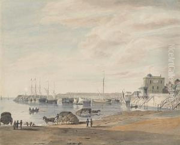 Margate, Kent From The Bathing
Place, Showing Garner's Circulating Library In The Distance - view 1
