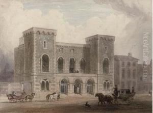 A Coach And Horses Before A Town House