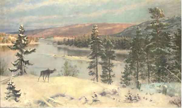 An elk in a winter landscape - view 1