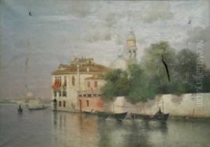 View Of The Grand Canal With The Salute In The Background by Warren W. Sheppard