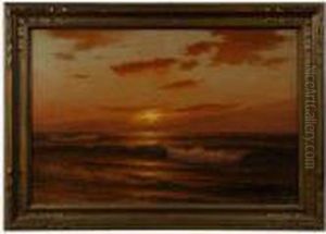 A Sailors Sunset Over Crashing Surf. by Warren W. Sheppard