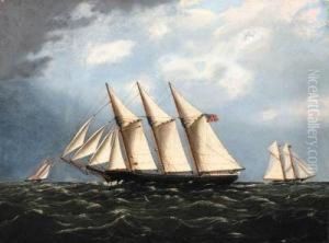 Three Masted Schooner Sailing Through A New York Yacht Clubrace
Oil On Canvas