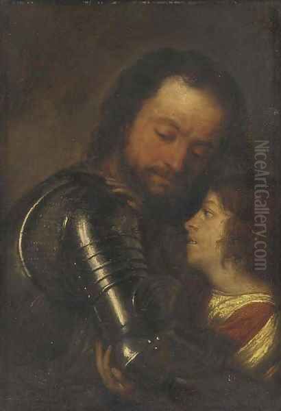 A page arming a knight - view 1