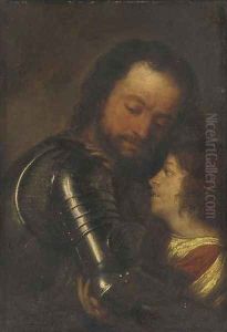 A page arming a knight by Justus van Egmont