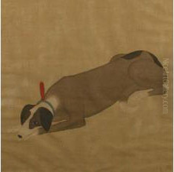 A Recumbent Western Dog Resting
Head On Front Paws, - view 1