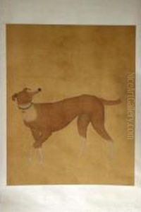 A Scroll Of A Western Dogitching Its' Ear by Lang Shih-Ning