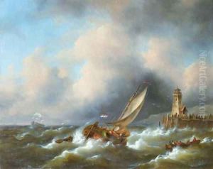 Sailing in a stiff breeze by a coast 2 by Govert Van Emmerik