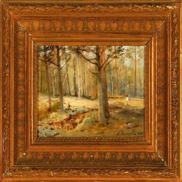 Autumn Forest With Two Promenading Ladies - view 1