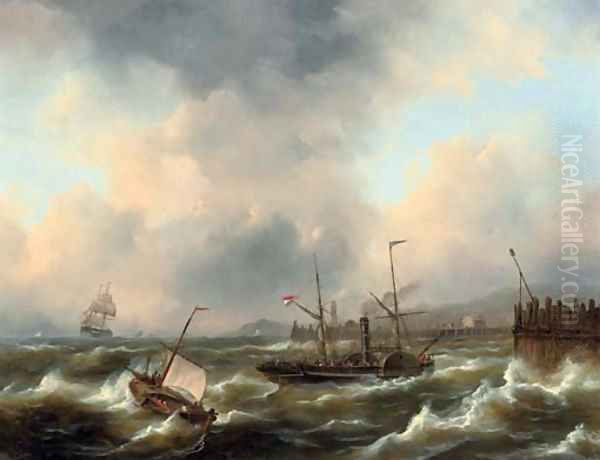 A paddle steamer on rough water - view 1