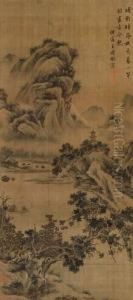 Mountainous Landscape With Pagoda by Wang Shimin