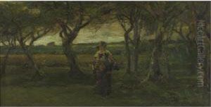 Woman In A Landscape by Walter Shirlaw