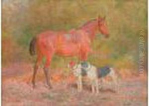 Cheval Selle Et Deux Chiens De Chasse Cheval Selle Et Deux Chiens De Chasse