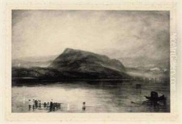 Mount Rigi At Dawn, Sunrise O'er Whitby Scaur, A Timber Raft On The Rhine And Two Others - view 1