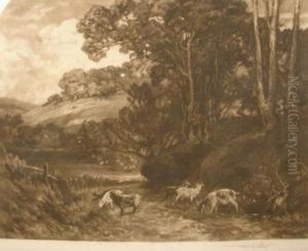 Goats Grazing A Country Path - view 1