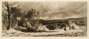 Figures In A Wintry Mountainous Landscape by Frank Short