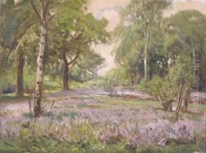 Wooded Landscape With Bluebells by Frederik Golden Short