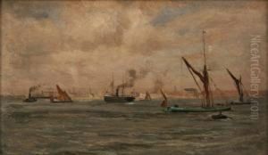 View Of Boats And Barges by Frederik Golden Short