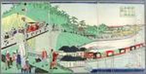 Steam Train, Takanawa, Tokyo by Ikkei Shosai